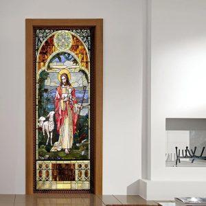 Jesus Christ the Good Shepherd Door Cover Christian Home Decor Gift For Christian 3 w72wgh.jpg