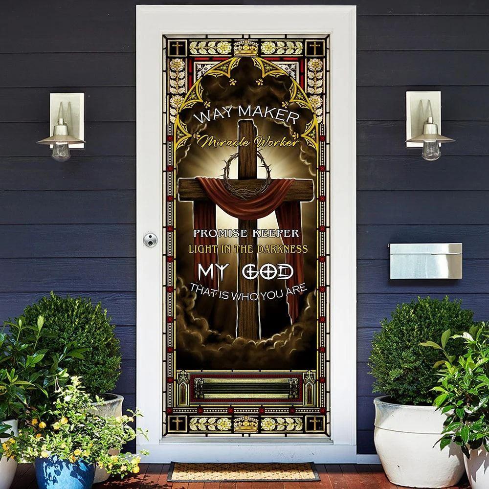 Jesus Cross – Way Maker Miracle Worker Door Cover, Gift For Christian Jesus Cross – Way Maker Miracle Worker Door Cover, Gift For Christian