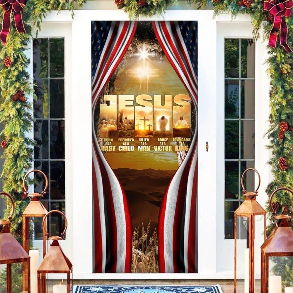Jesus Door Cover Coming Back As A King, Christian Home Decor, Gift For Christian Jesus Door Cover Coming Back As A King, Christian Home Decor, Gift For Christian