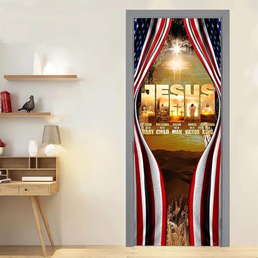 Jesus Door Cover Coming Back As A King, Christian Home Decor, Gift For Christian Jesus Door Cover Coming Back As A King, Christian Home Decor, Gift For Christian