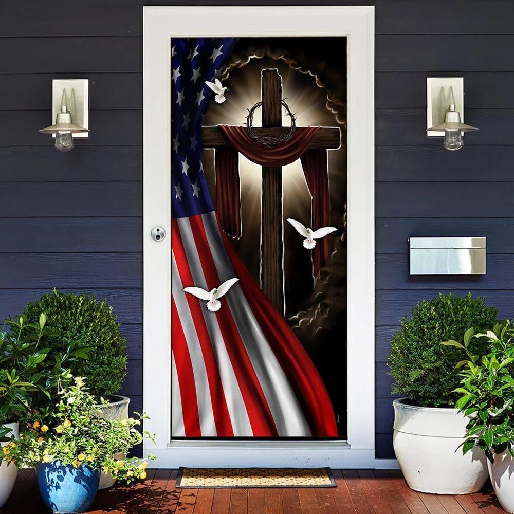 Jesus In America Door Cover, Christian Home Decor, Gift For Christian
