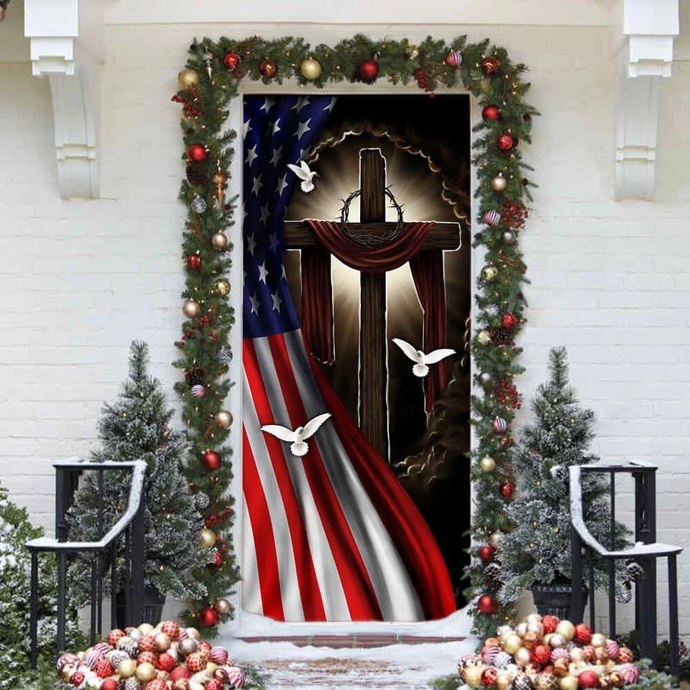 Jesus In America Door Cover, Christian Home Decor, Gift For Christian