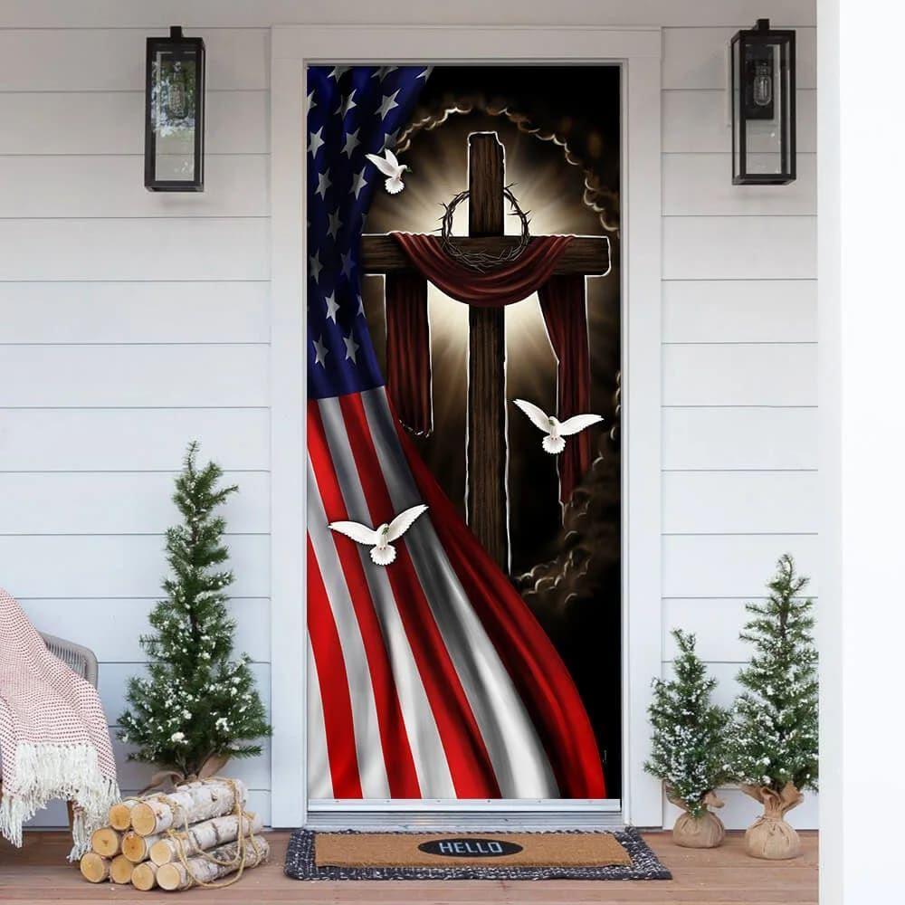 Jesus In America Door Cover, Christian Home Decor, Gift For Christian