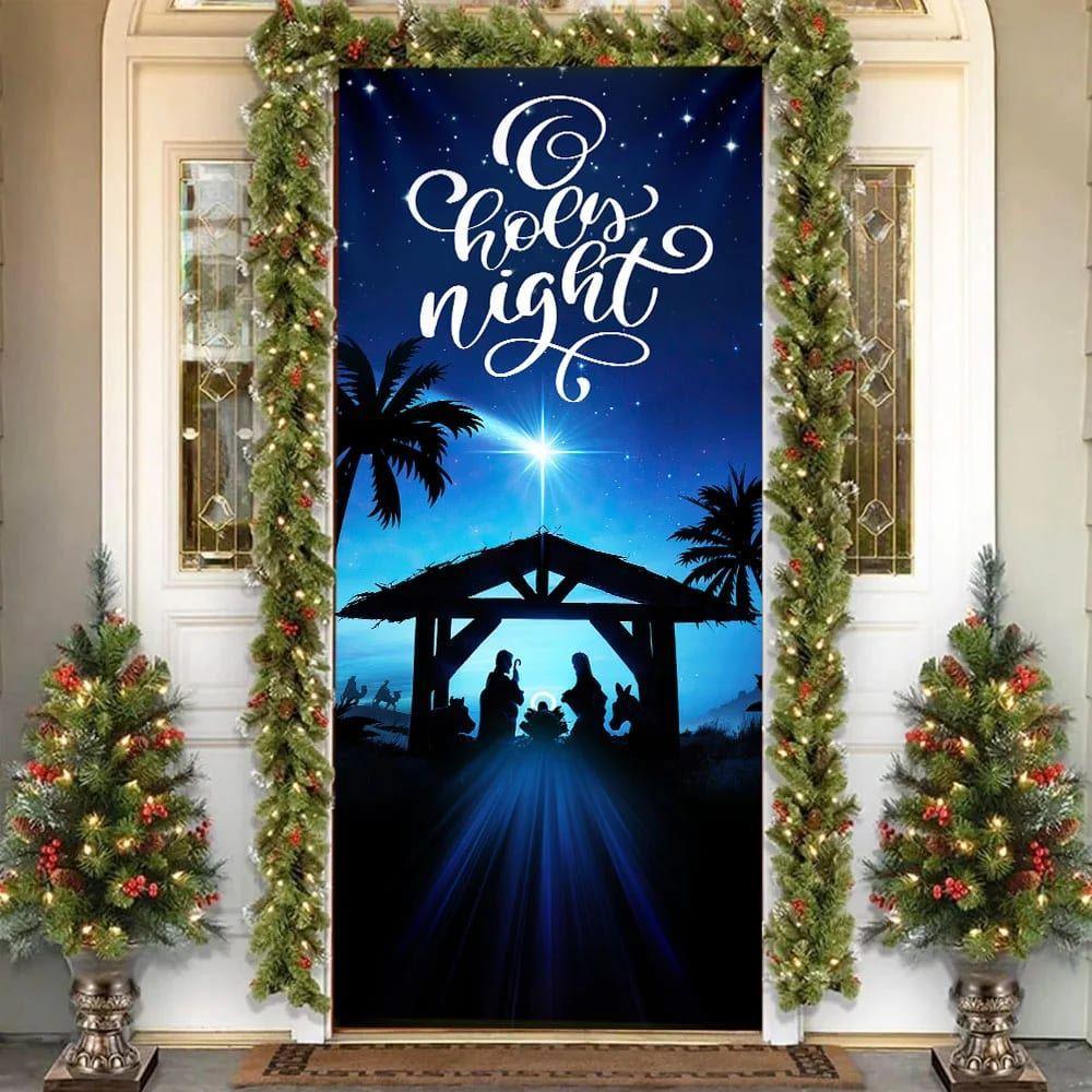 Jesus Is Born Door Cover, Christmas Silent Night Door Cover, Jesus Door Cover, Gift For Christian