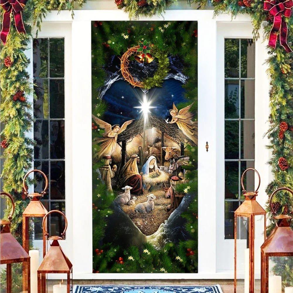Jesus Is Born Door Cover, Nativity Of Jesus Door Cover, Gift For Christian