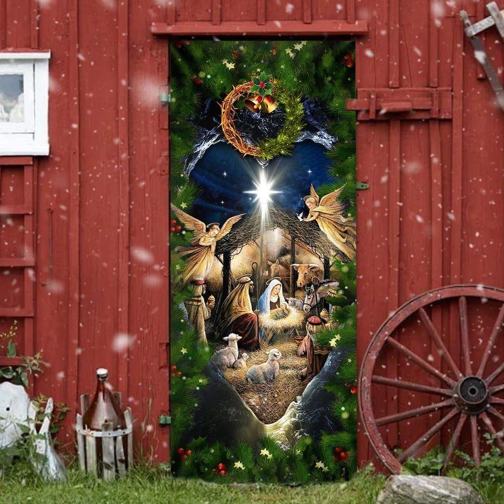 Jesus Is Born Door Cover, Nativity Of Jesus Door Cover, Gift For Christian