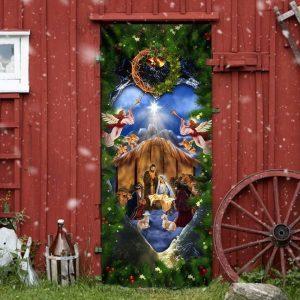 Jesus Is Born Nativity Of Jesus Door Cover Christian Home Decor Gift For Christian 3 kheosr.jpg