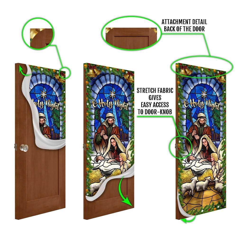 Jesus Is Born O Holy Night Nativity of Jesus Christmas Door Cover, Jesus Door Cover, Gift For Christian