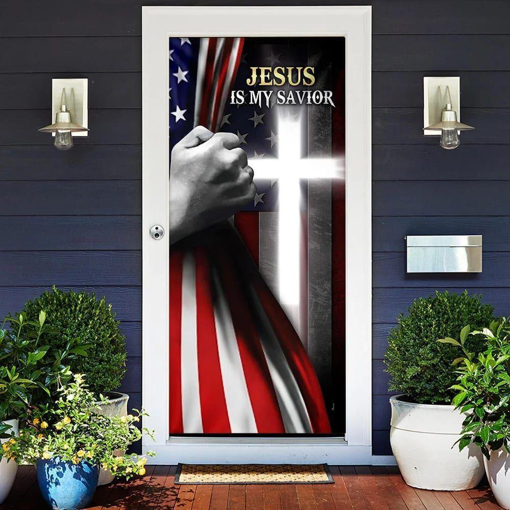 Jesus Is My Savior Door Cover, Christian Home Decor, Gift For Christian