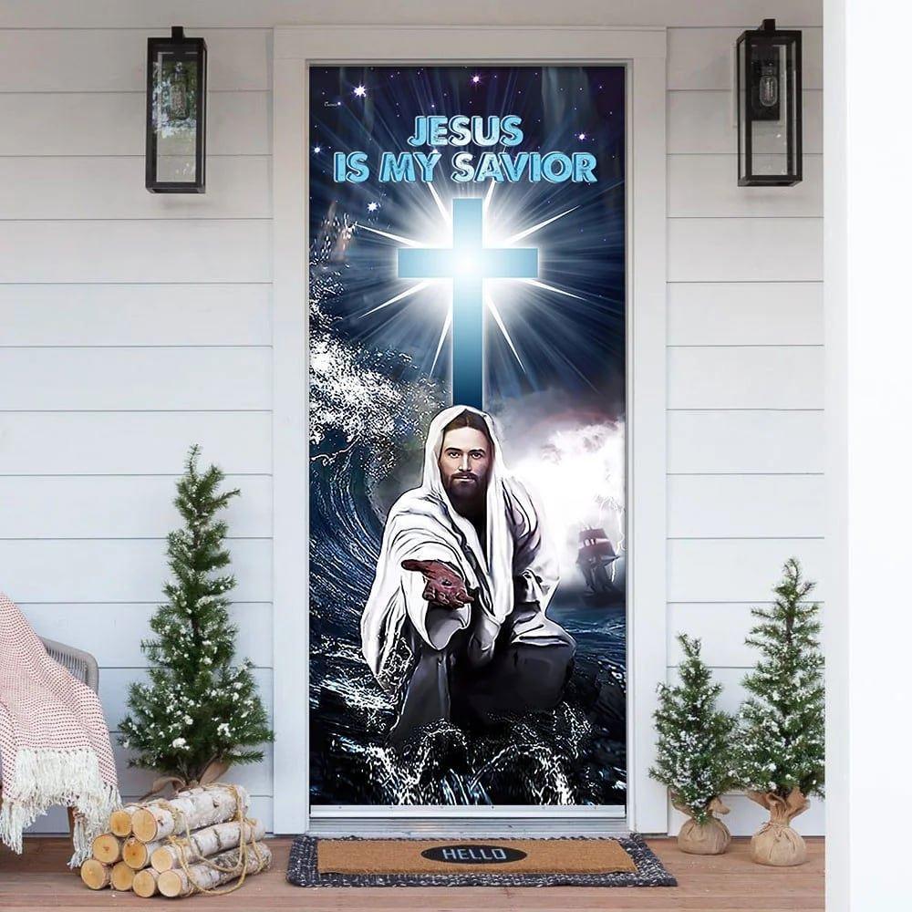 Jesus Is My Savior Door Cover, Christian Home Decor, Gift For Christian