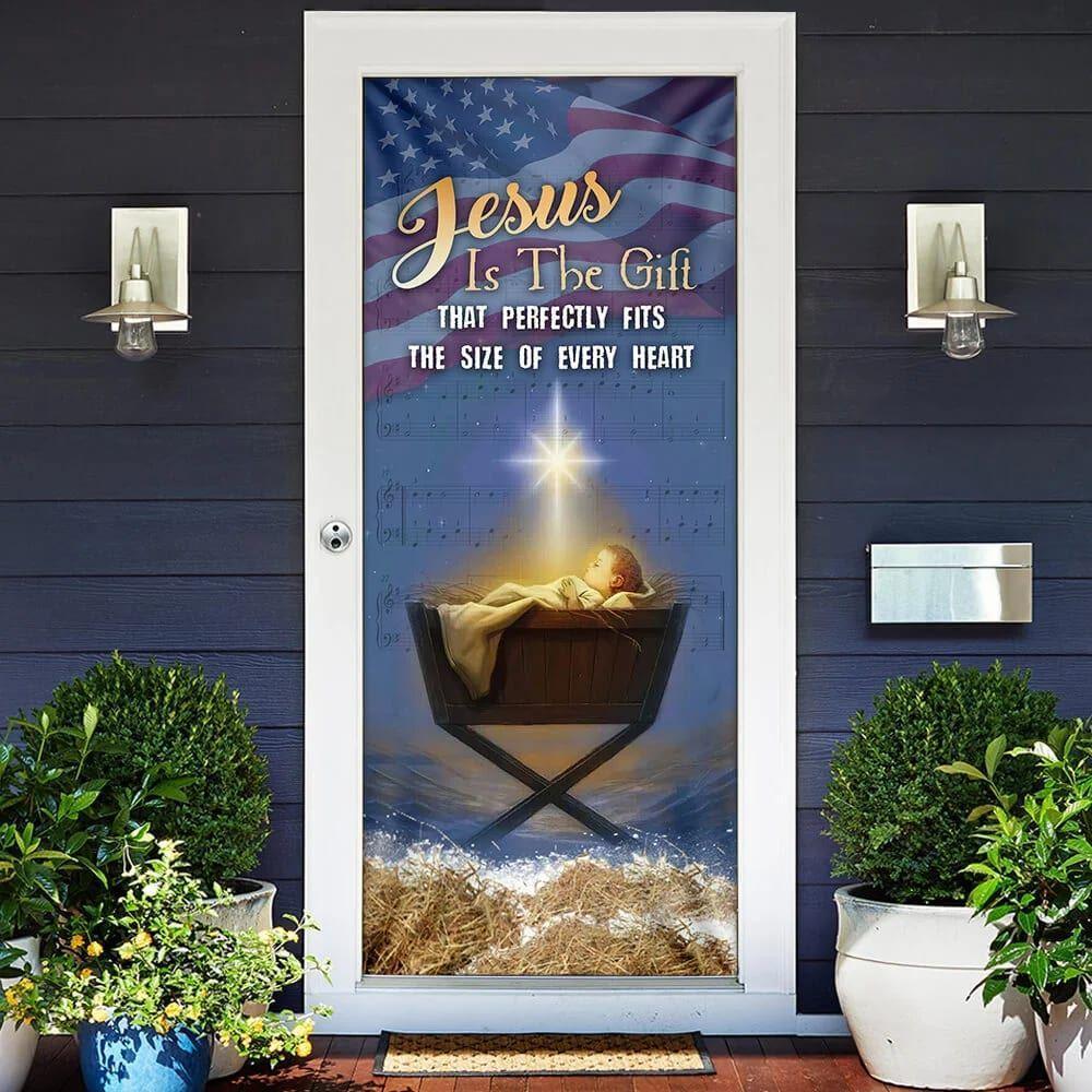 Jesus Is The Gift For Every Heart Door Cover, Christian Home Decor, Gift For Christian