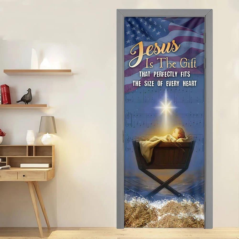 Jesus Is The Gift For Every Heart Door Cover, Christian Home Decor, Gift For Christian