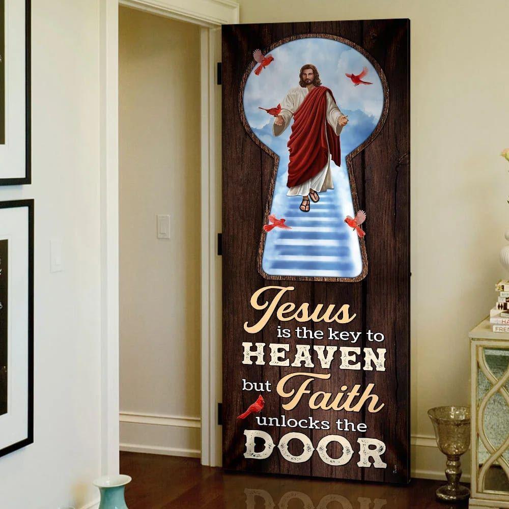 Jesus Is The Key To Heaven Door Cover, Christian Home Decor, Gift For Christian