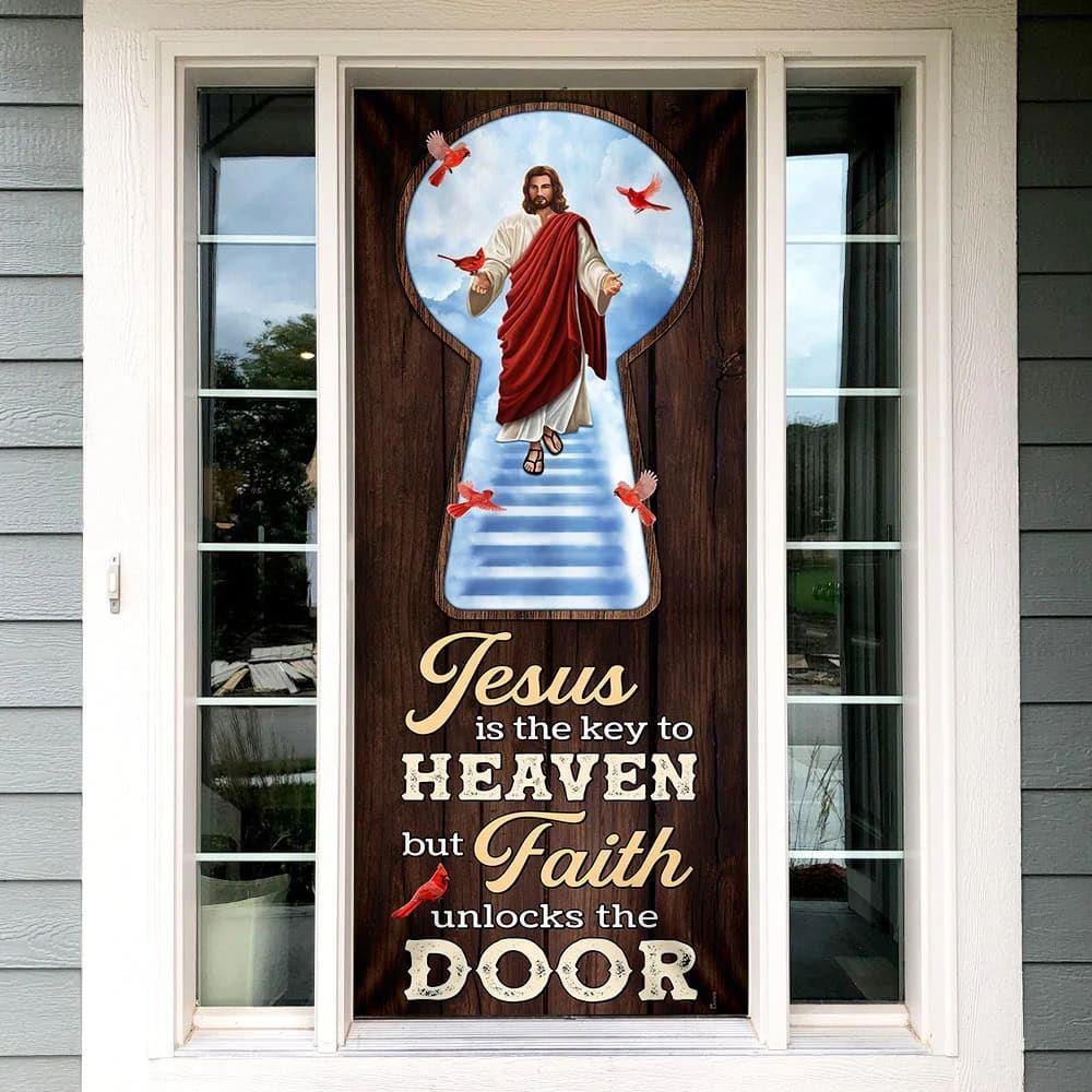Jesus Is The Key To Heaven Door Cover, Christian Home Decor, Gift For Christian
