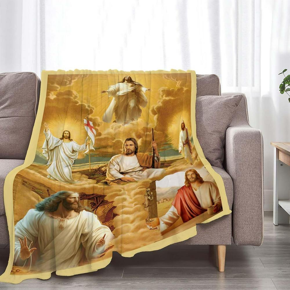 Jesus Picture Christian Quilt Blanket, Christian Blanket Gift For Believers