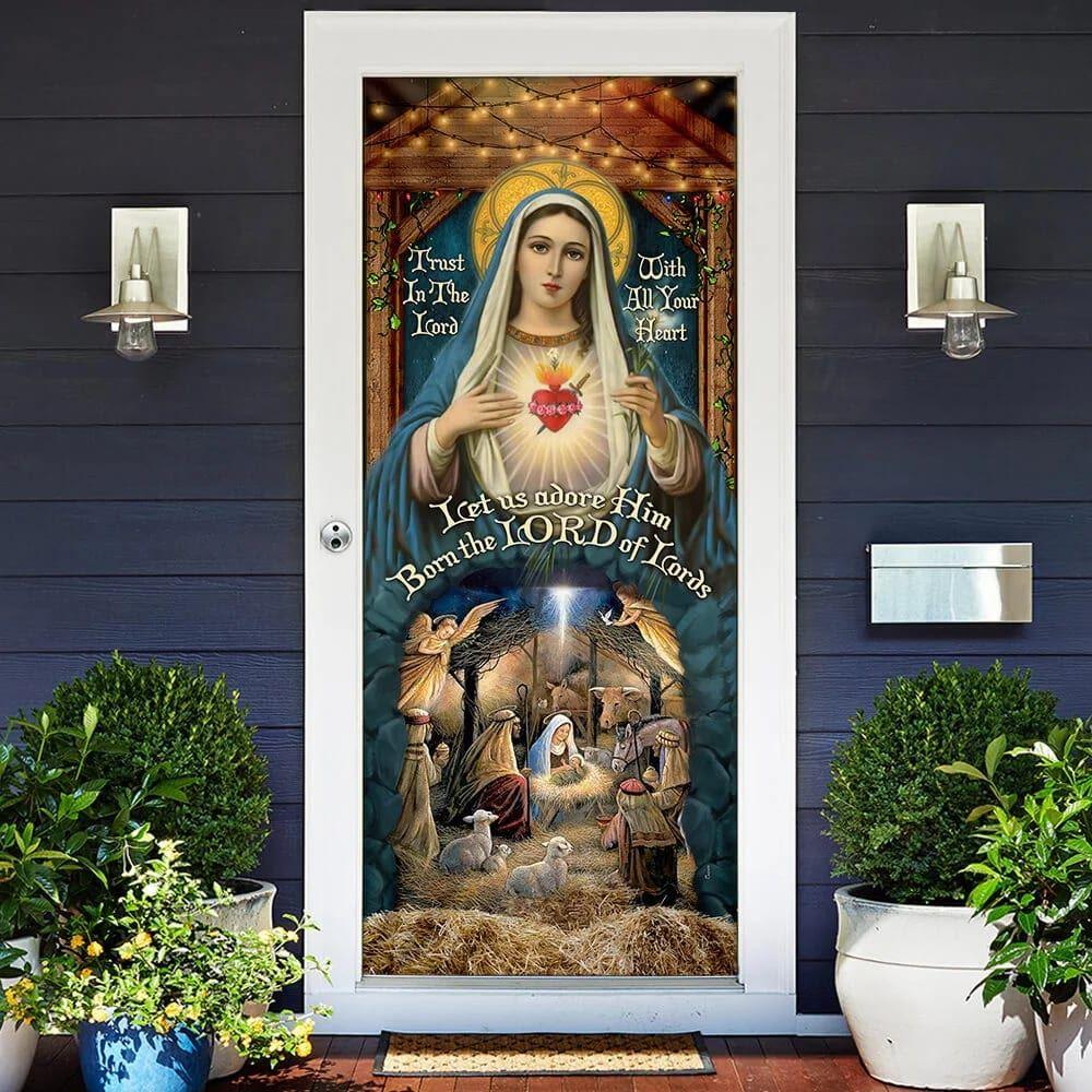 Let Us Adore Hime Jesus Door Cover, Christian Home Decor, Gift For Christian