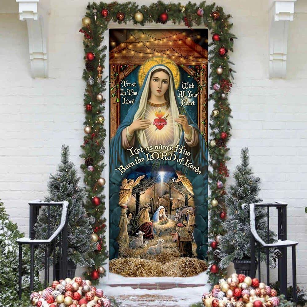 Let Us Adore Hime Jesus Door Cover, Christian Home Decor, Gift For Christian
