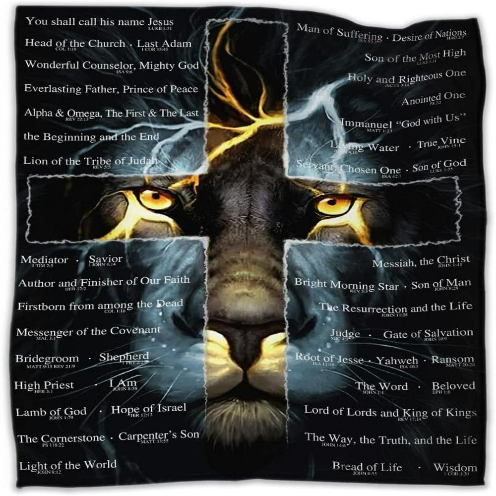 Lion You Shall Call His Name Jesus Christian Quilt Blanket, Christian Blanket Gift For Believers