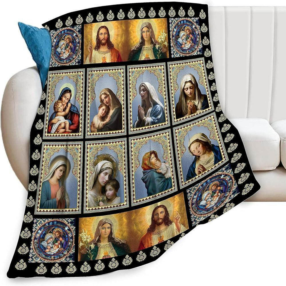 Mary Faith Christian Quilt Blanket, Christian Blanket Gift For Believers