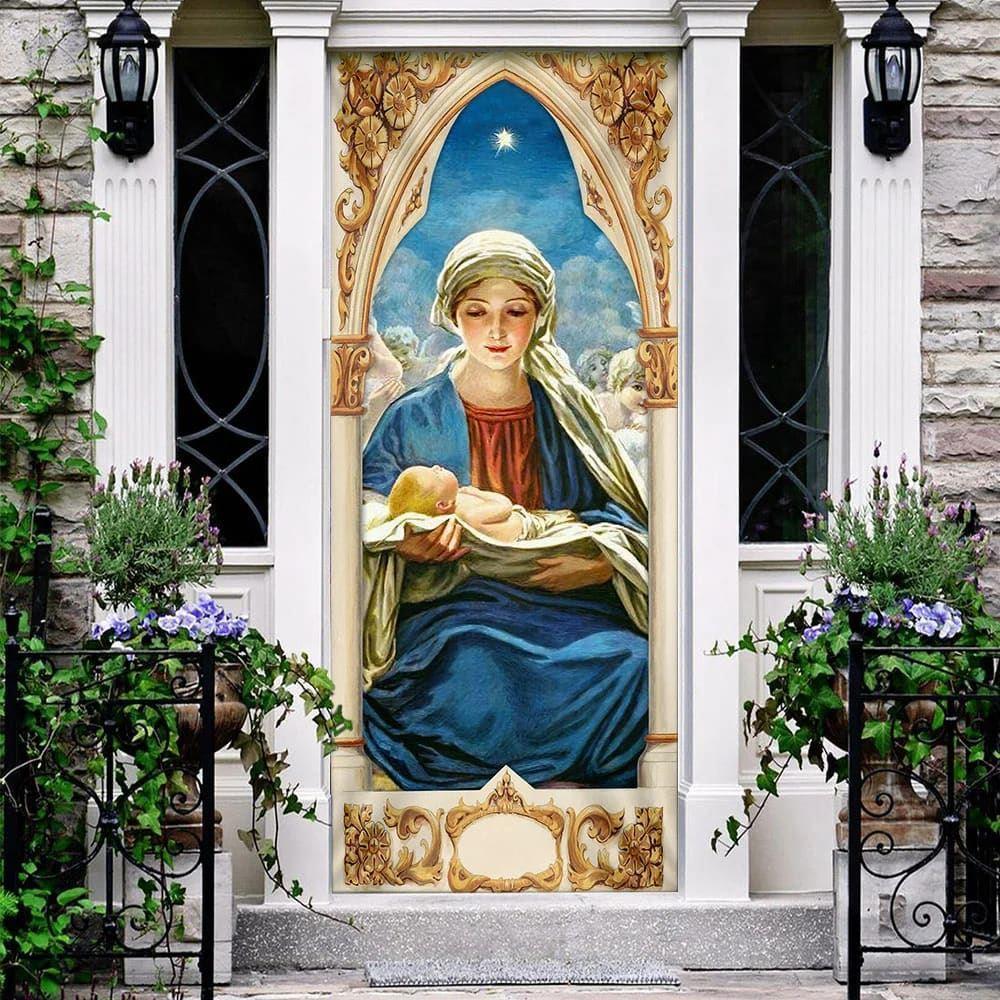 Mary Gives Birth To Jesus Door Cover, Christian Home Decor, Gift For Christian