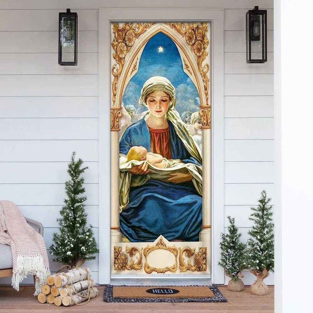 Mary Gives Birth To Jesus Door Cover, Christian Home Decor, Gift For Christian