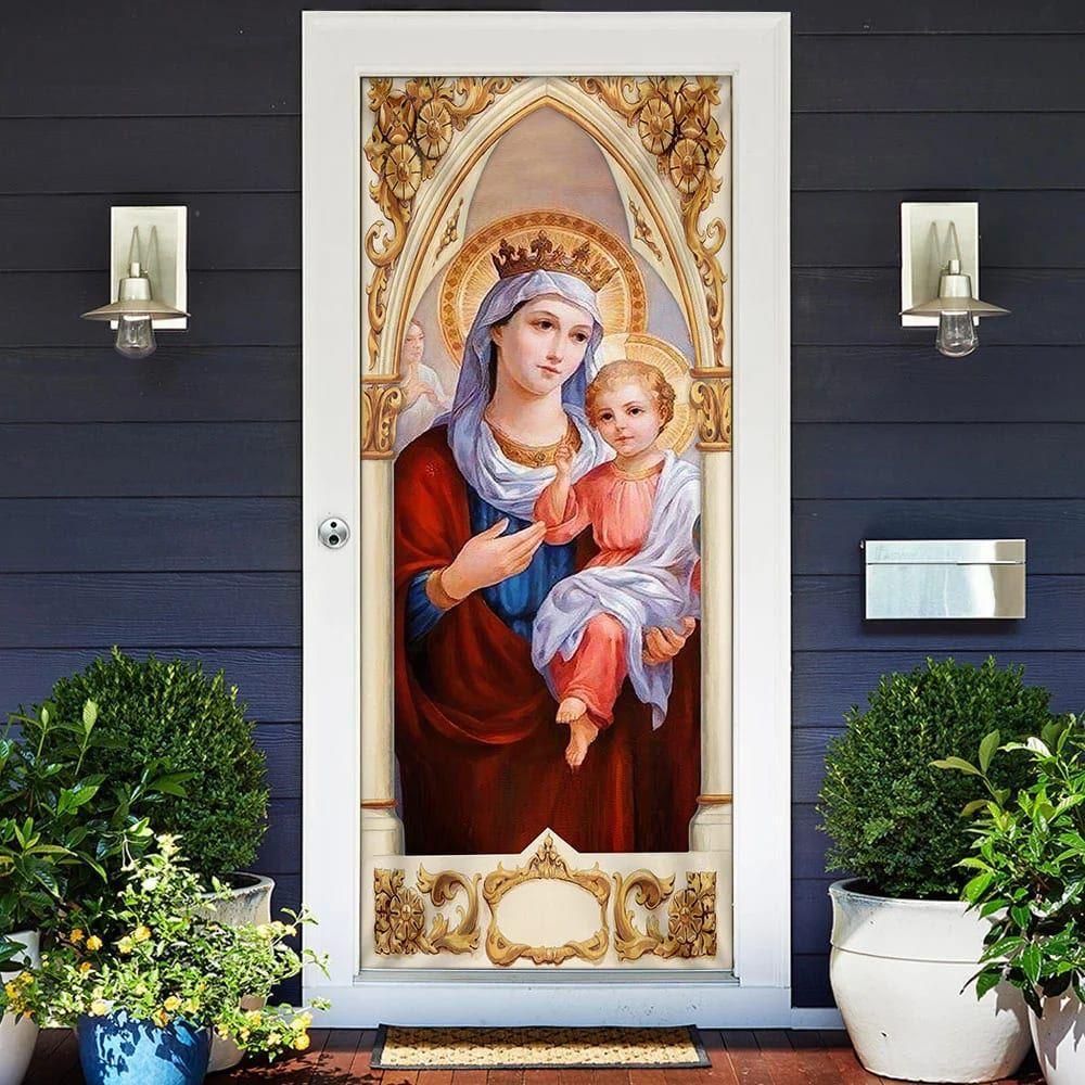 Mary and Jesus Door Cover, Christian Home Decor, Gift For Christian