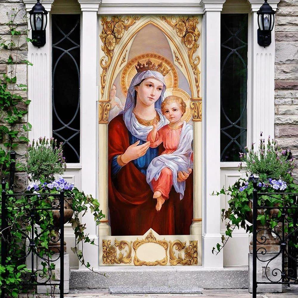 Mary and Jesus Door Cover, Christian Home Decor, Gift For Christian