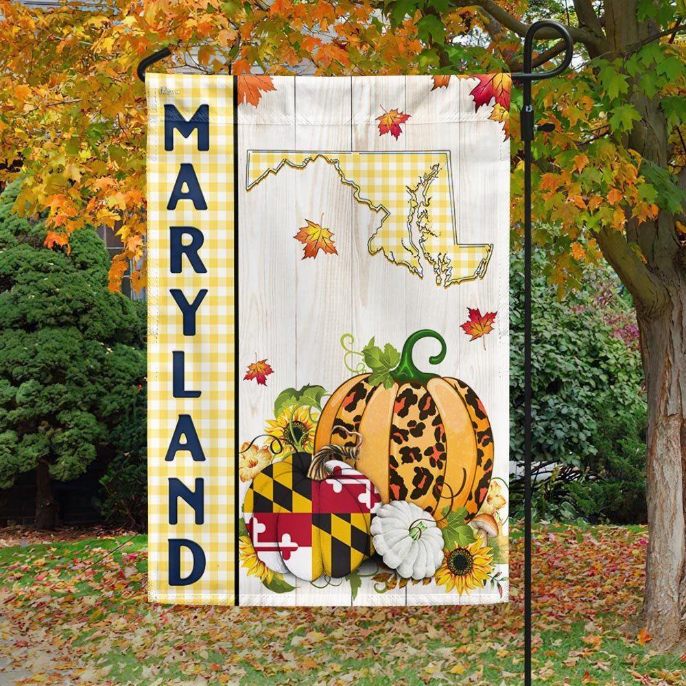 Maryland State Fall Thanksgiving Pumpkins Flag – Thanksgiving Flag Outdoor Decoration