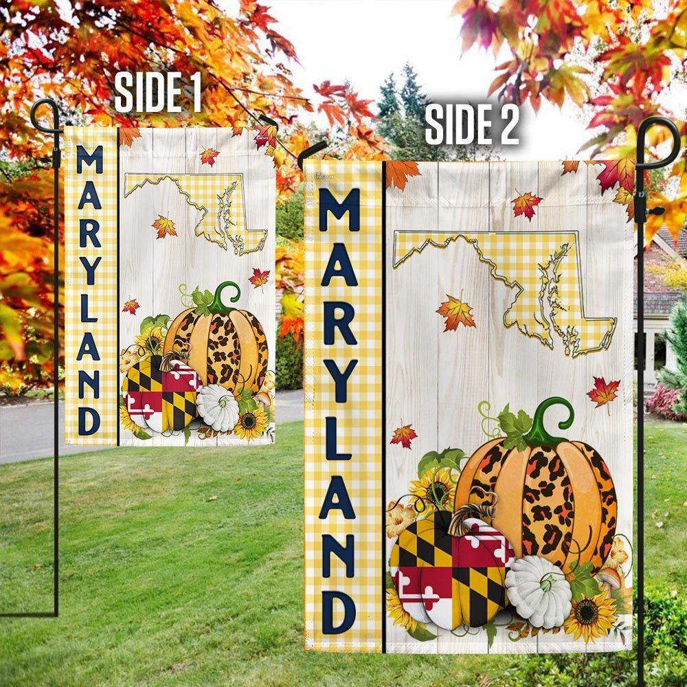 Maryland State Fall Thanksgiving Pumpkins Flag – Thanksgiving Flag Outdoor Decoration