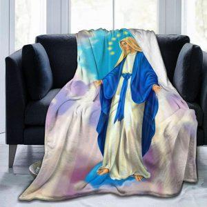 Our Lady of Miraculous Medal Christian Quilt Blanket Christian Blanket Gift For Believers 3 x2chbr.jpg