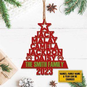 Personalised Christmas Ornament, Red Christmas Tree Customized&hellip;