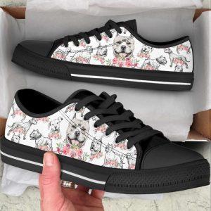 Pitbull Dog Watercolor Flower Low Top Shoes Canvas Sneakers Gift For Dog Lover 3 ppbb85.jpg