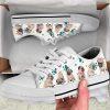 Pug Dog Flower Pink Butterfly Low Top Shoes Canvas Sneakers, Gift For Dog Lover
