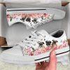 Pug Dog Flowers Low Top Shoes Canvas Sneakers Casual Shoes, Gift For Dog Lover