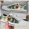Pug Dog Peeking Low Top Shoes Canvas Sneakers Casual Shoes, Gift For Dog Lover