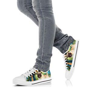 Pug Dog Paint Art Wallpaper Low Top Shoes Canvas Sneakers Gift For Dog Lover 3 yhrozl.jpg