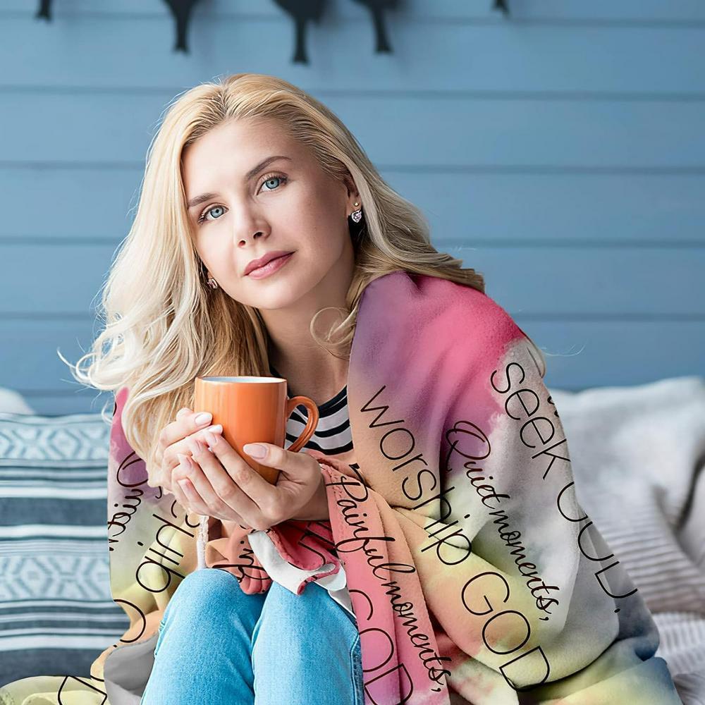 Quiet Moments Worship God Christian Quilt Blanket, Christian Blanket Gift For Believers