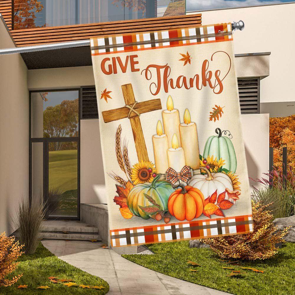 Thanksgiving Fall Flag Give Thanks Jesus Christ Cross Pumpkins Thanksgiving Flag – Thanksgiving Flag Outdoor Decoration