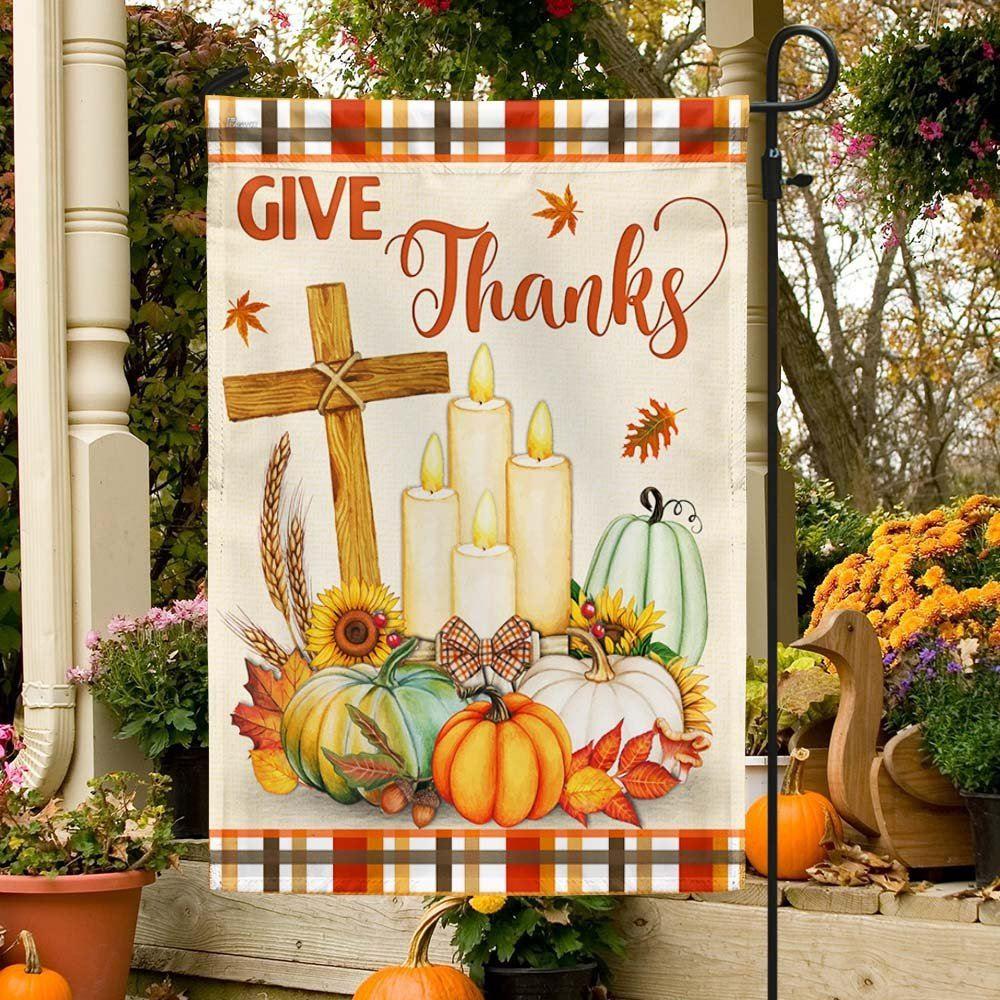 Thanksgiving Fall Flag Give Thanks Jesus Christ Cross Pumpkins Thanksgiving Flag – Thanksgiving Flag Outdoor Decoration