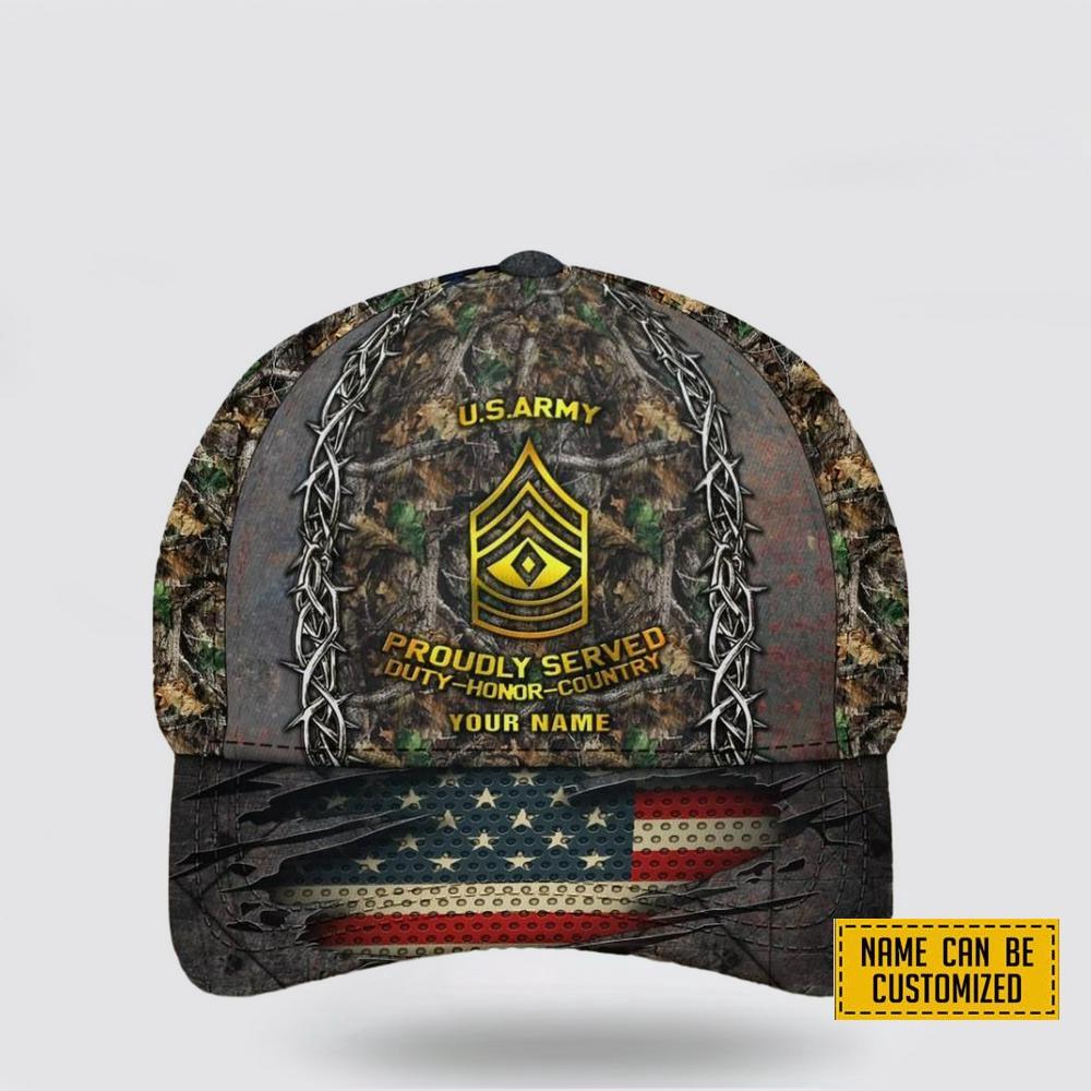 US Army Baseball Caps Duty Country, Custom Army Hats, Personalized Name And Rank Veterans,Cap For Military