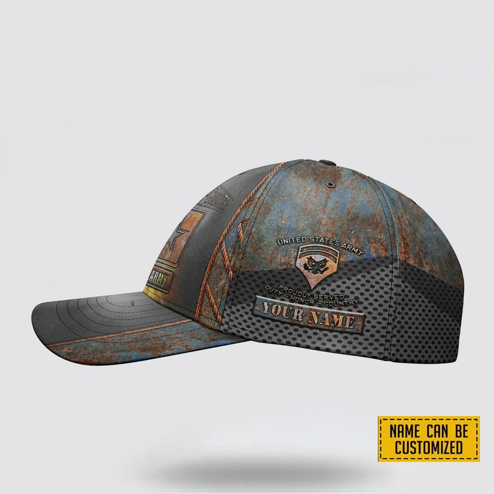 US Army Baseball Caps Duty Honor, Custom Army Hats, Personalized Name And Rank Veterans,Cap For Military