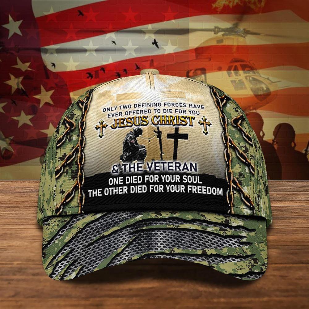 US Army Veteran Jesus Christ And Veterans Camo Classic Baseball Cap, For Veterans, Gifts For Military Personnel