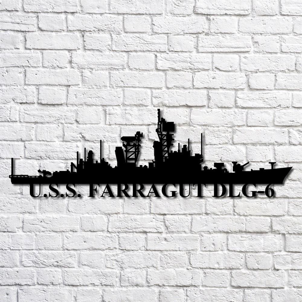 Us Navy Metal Sign, Veteran Signs, Uss Farragut Dlg6 Navy Ship Metal Art, Metal Sign, Metal Sign Decor, Metal Navy Signs