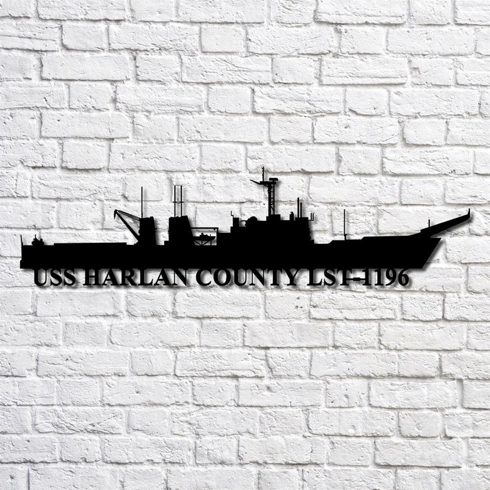 Us Navy Metal Sign, Veteran Signs, Uss Harlan County Lst1196 Navy Ship Metal Art, Metal Sign, Metal Sign Decor, Metal Navy Signs