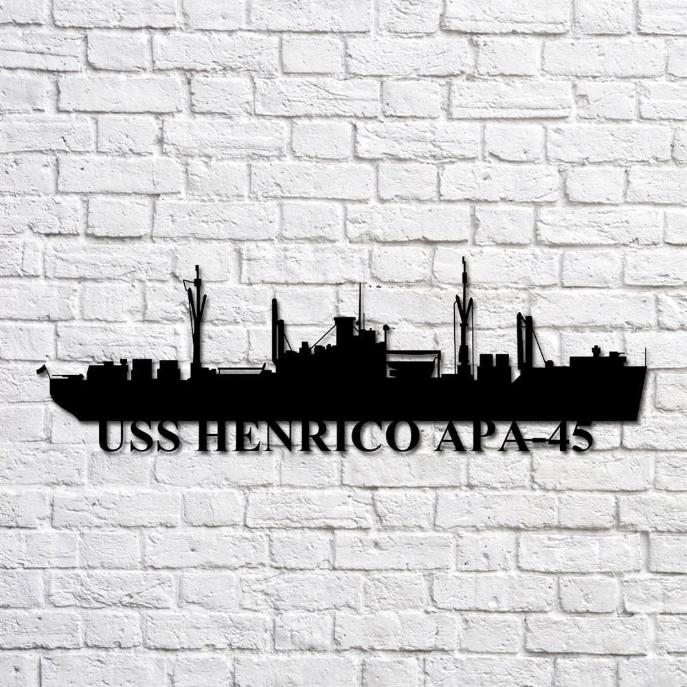 Us Navy Metal Sign, Veteran Signs, Uss Henrico Apa45 Navy Ship Metal Art, Metal Sign, Metal Sign Decor, Metal Navy Signs