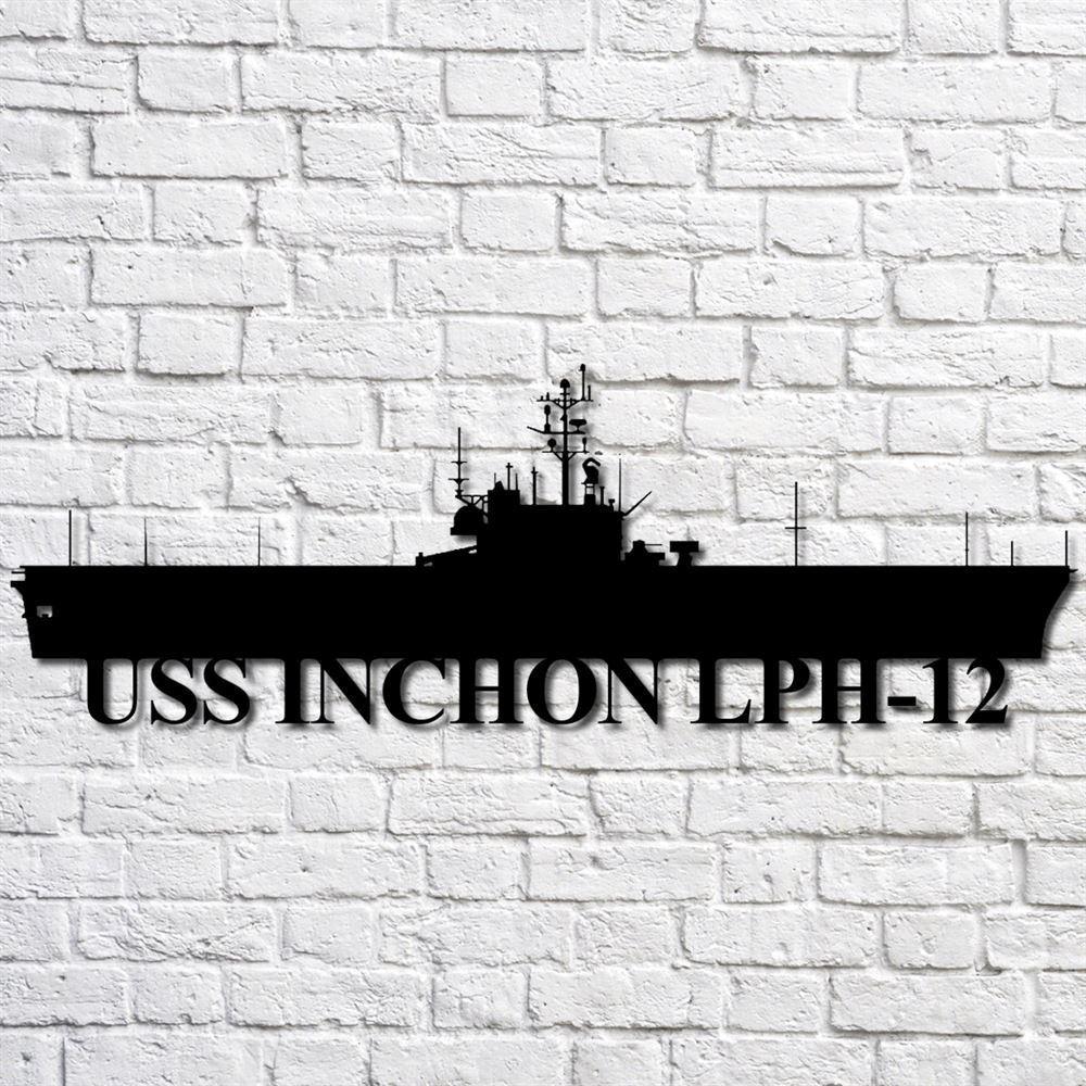 Us Navy Metal Sign, Veteran Signs, Uss Inchon Lph12 Navy Ship Metal Art, Metal Sign, Metal Sign Decor, Metal Navy Signs