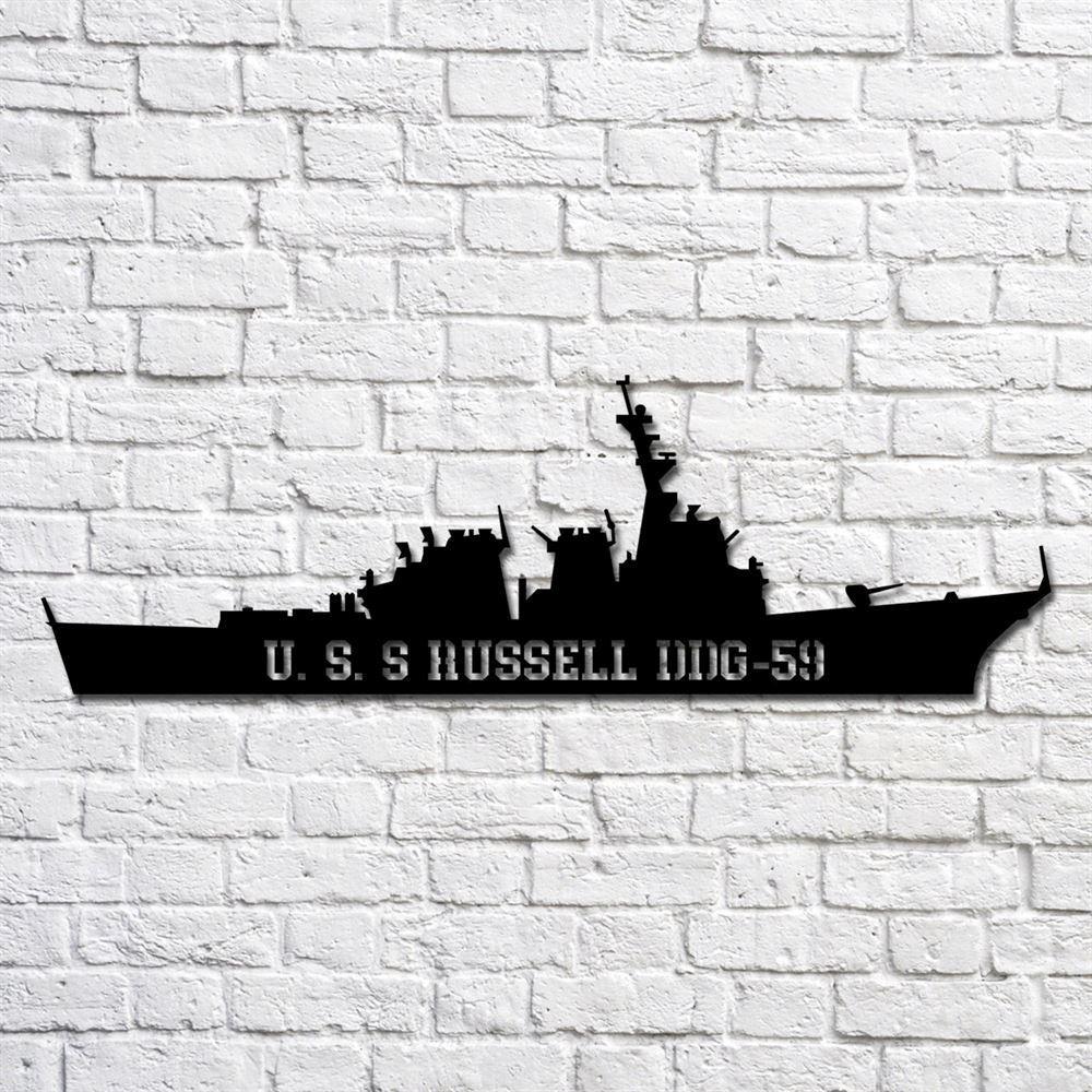 Us Navy Metal Sign, Veteran Signs, Uss Russell Ddg59 Navy Ship Metal Art, Metal Sign, Metal Sign Decor, Metal Navy Signs