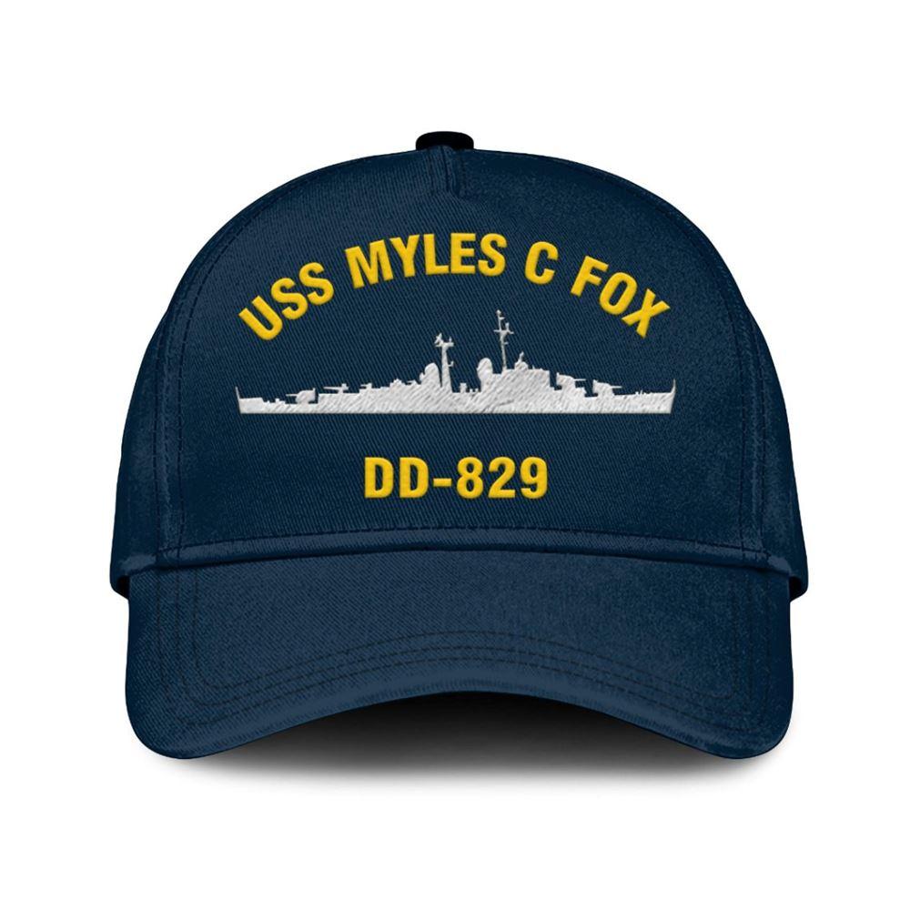 Us Navy Veteran Cap, Embroidered Cap, Uss Myles C Fox Dd-829 Classic Embroidered Cap, 3D Embroidered Hats, Mens Navy Cap