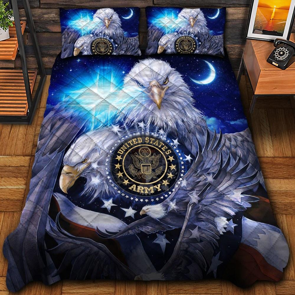 Veteran Bedding Set, Premium Multiple US Military Services Army Veteran Bedding Set, Quilt Bedding Set, American Flag Bedding Set