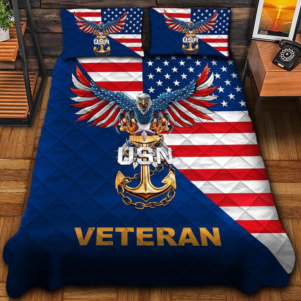 Veteran Bedding Set, Unique America Veteran Bedding Set, Quilt Bedding Set, American Flag Bedding Set